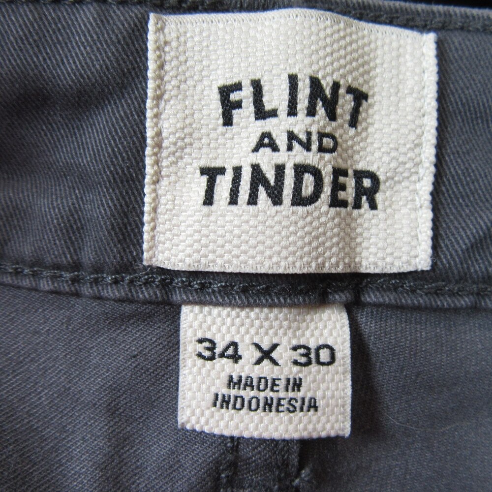 Flint And Tinder Mens Chino Pants 34 x 30 Classic Fit Gray Cotton Flat Front - Picture 6 of 9